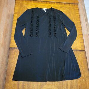 BCBGeneration Black Ruffled Front Sheath Dress